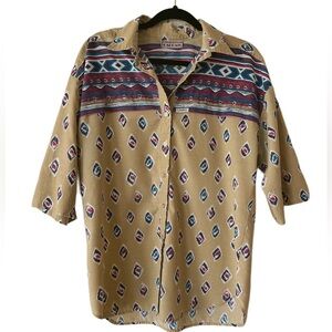 Geometric Patterned Button-Up Shirt